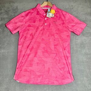 Puma Men's Cloudspun Leaflet Polo Shirt Sunset Pink Heather Size S‎ UPF 40 NEW